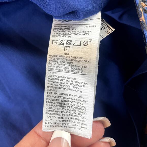 Banana Republic Blue & Black Leopard Print Skirt 4 Button Down Front Pockets - Picture 9 of 9